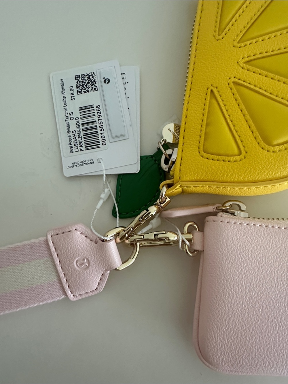 lululemon athletica Pink Card Pouch with Yellow Citrus Coin Purse and Pink Strap - Picture 7 of 7
